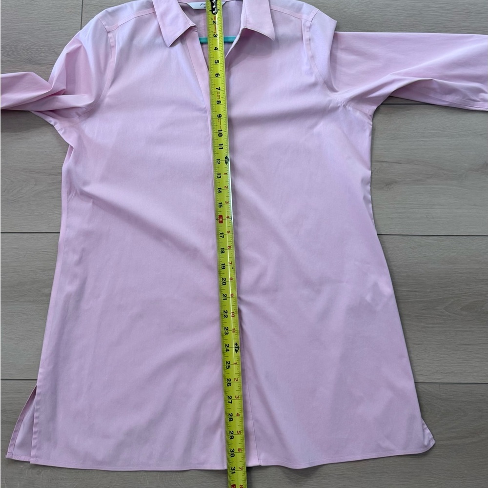 Foxcroft No Iron 3/4 Sleeve Tunic Pink Women's Button Down Top Blouse Size 12 - Picture 8 of 13